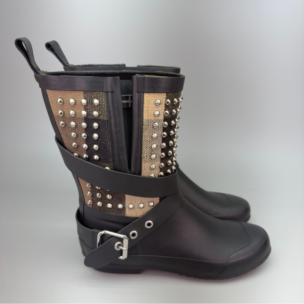 Burberry Studded Moto Holloway Rain Boots - Picture 3 of 13